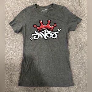 Gray Women’s Jnco Tee Shirt with Red Crown Graphic